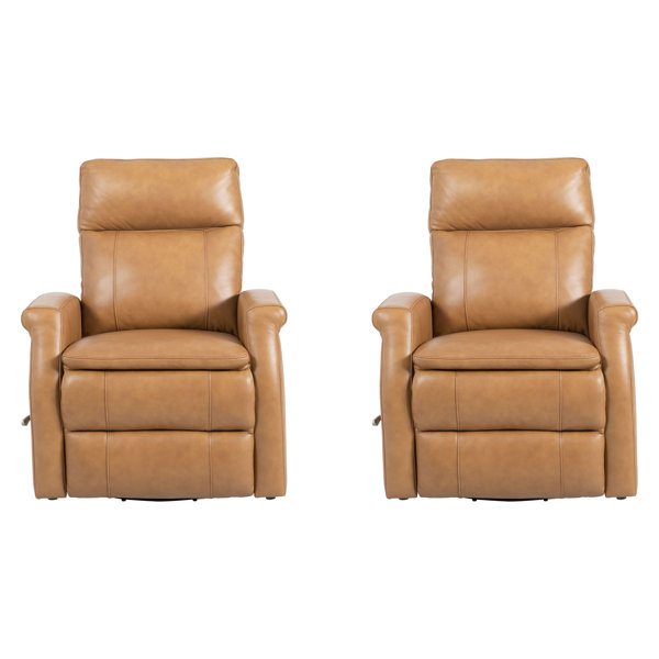 Parker Living 32" Top Grain Leather Manual Swivel Glider Recliner with
